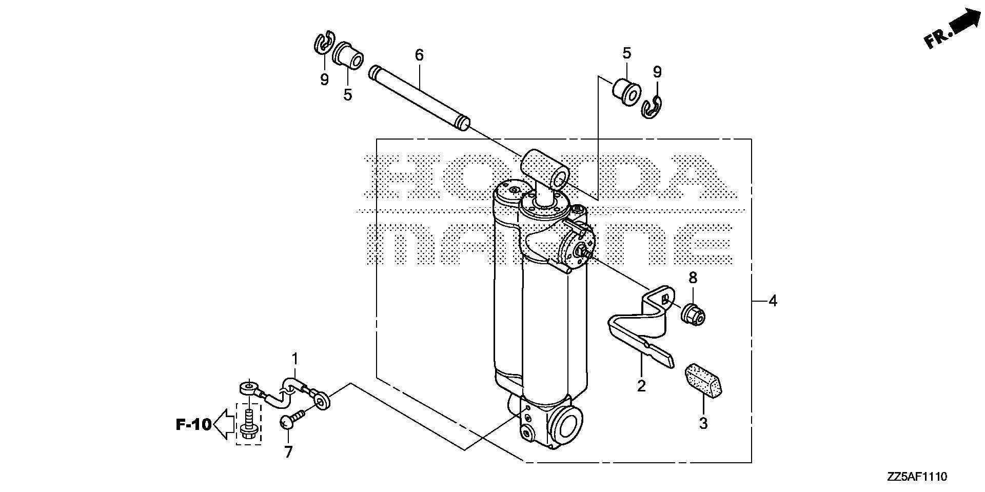 BF40 BF40DK2 damper exploded parts diagram with numbered part references