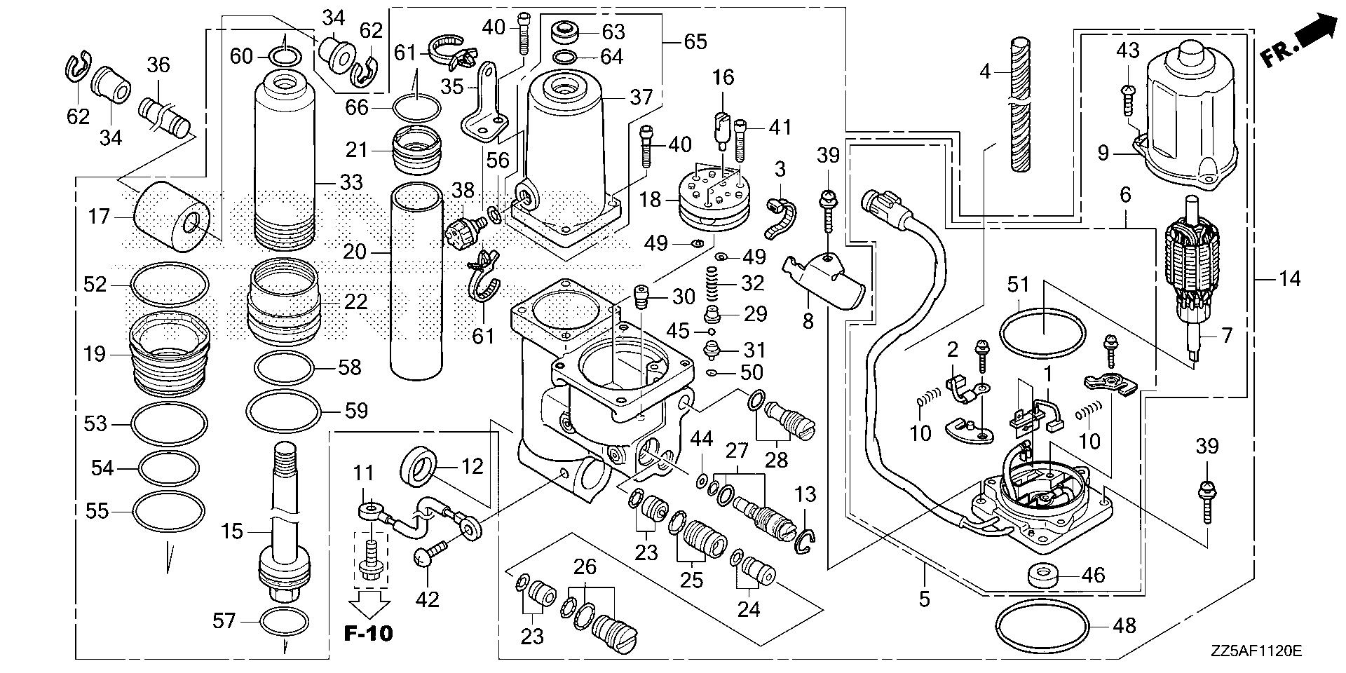 BF50 BF50DK2 power trim-tilt exploded parts diagram with numbered part references