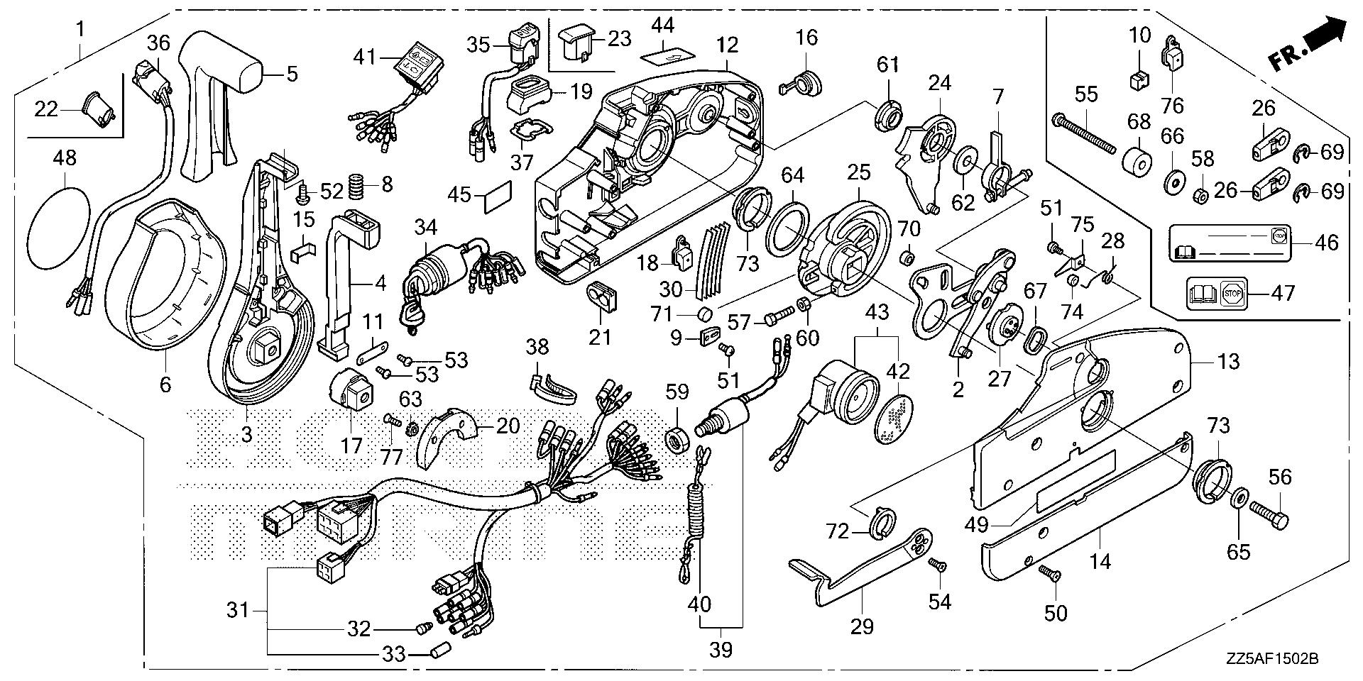 BF50 BF50DK2 remote control (nhk mec) (handle cap = chrome) exploded parts diagram with numbered part references