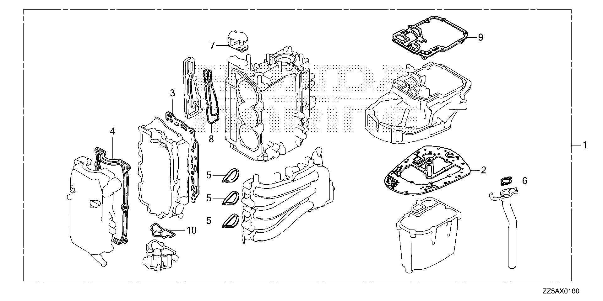 BF50 BF50DK2 gasket kit exploded parts diagram with numbered part references