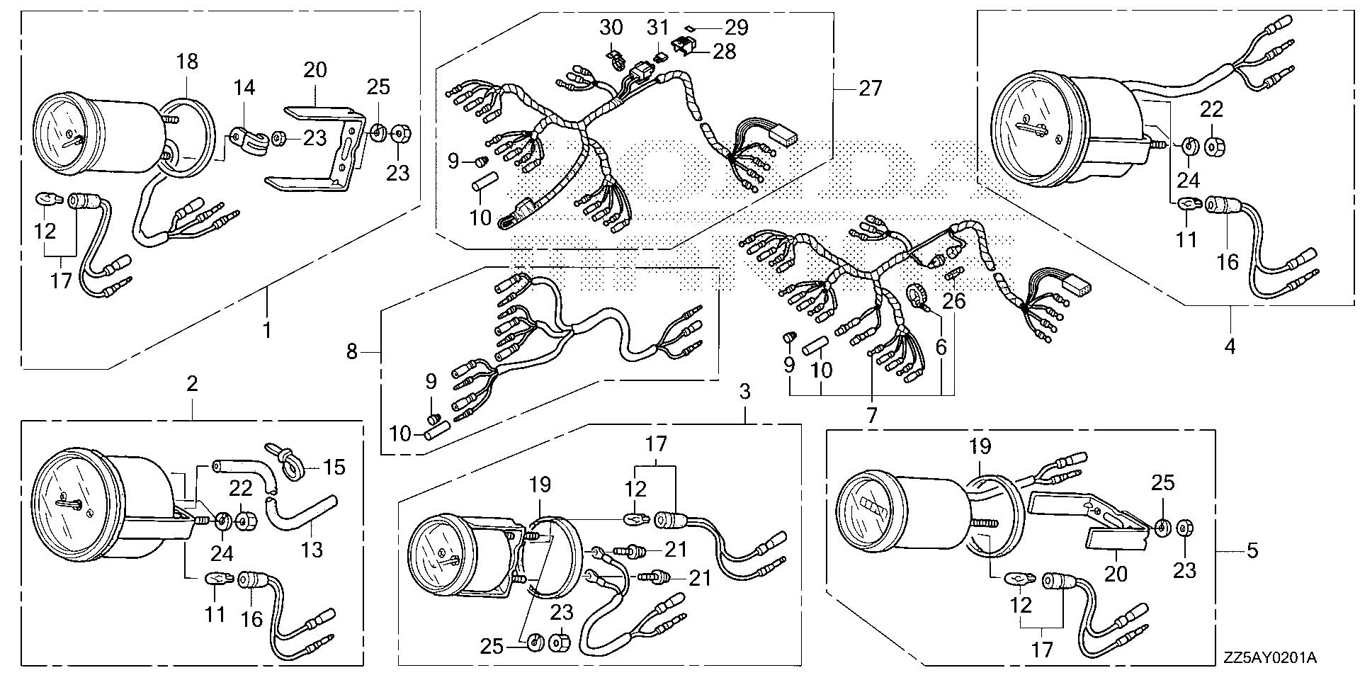 BF50 BF50DK2 meter kit (analog) (1) exploded parts diagram with numbered part references