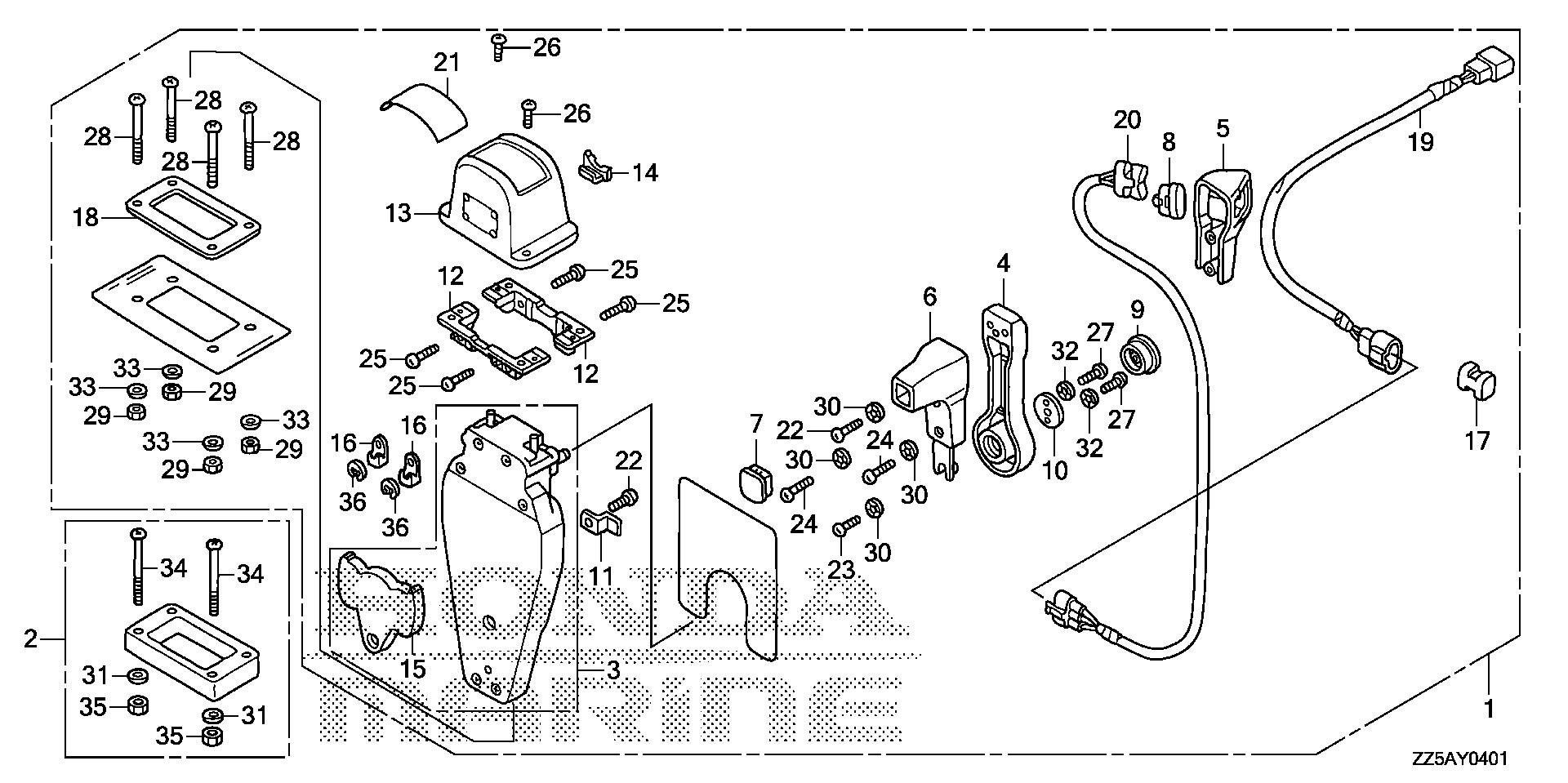 BF50 BF50DK2 remote control (top mount single type) (l.) exploded parts diagram with numbered part references