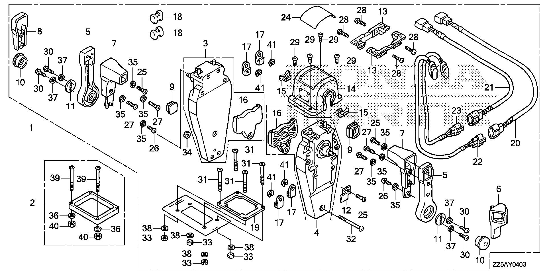 BF50 BF50DK2 remote control (top mount dual type) (l.) exploded parts diagram with numbered part references