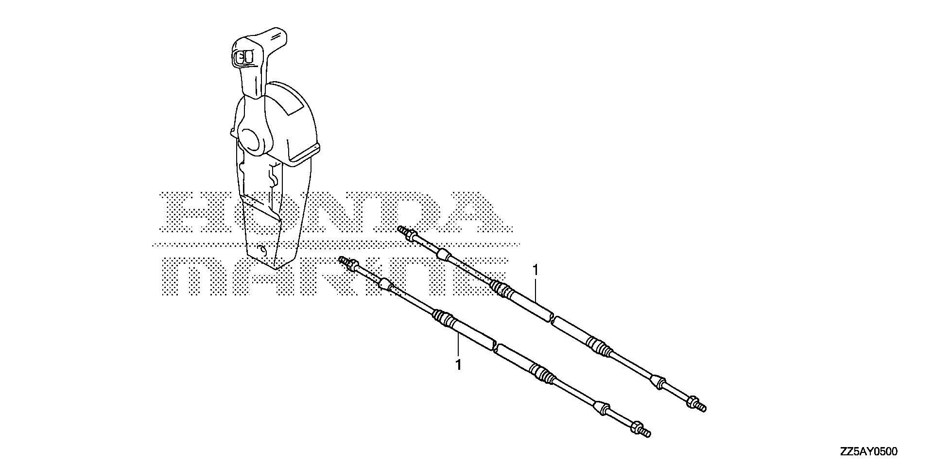 BF50 BF50DK2 cable (single) (hi-lex) exploded parts diagram with numbered part references