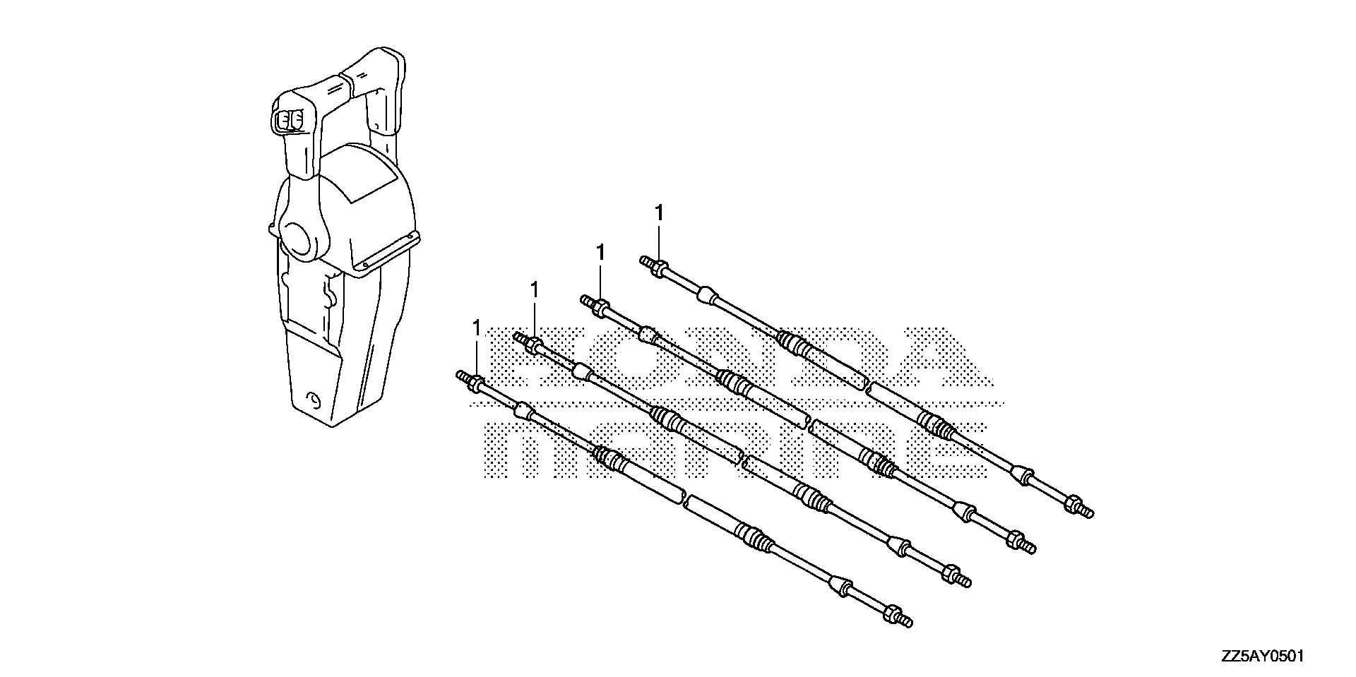 BF50 BF50DK2 cable (dual) (hi-lex) exploded parts diagram with numbered part references