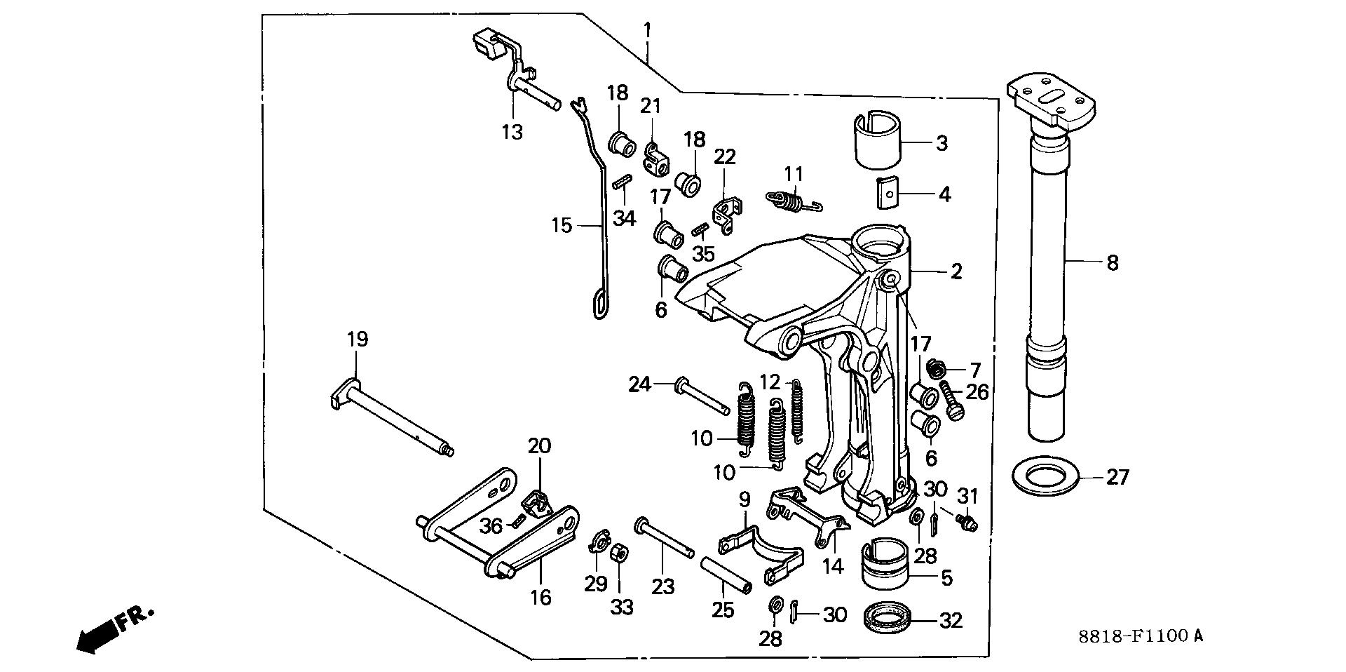 BF8 BF8A4 swivel case exploded parts diagram with numbered part references