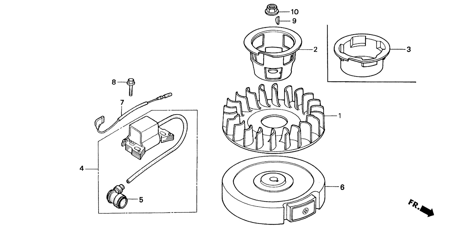 BF2 BF2AM ignition coil exploded parts diagram with numbered part references