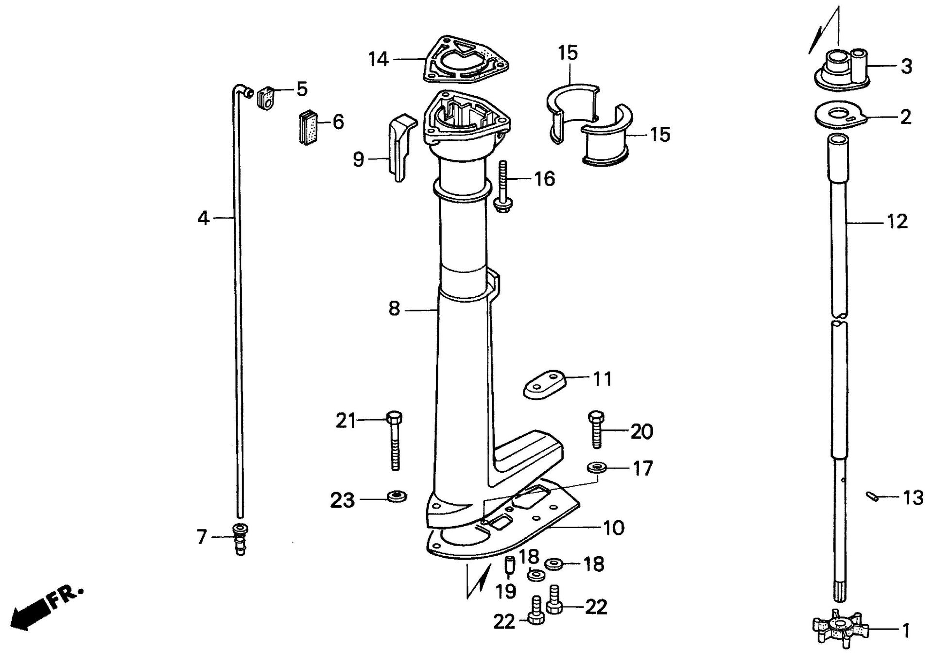 BF2 BF2AM extension case exploded parts diagram with numbered part references