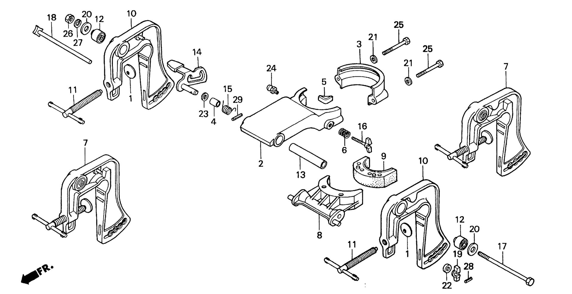 BF2 BF2AM swivel case exploded parts diagram with numbered part references