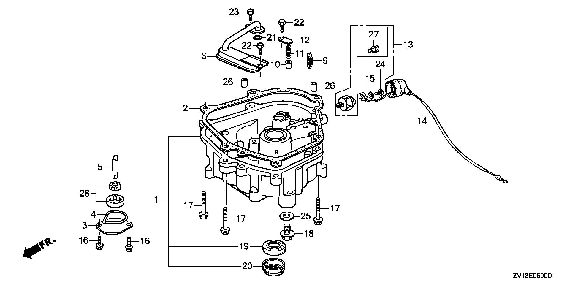 BF5 BF5A5 oil pan exploded parts diagram with numbered part references