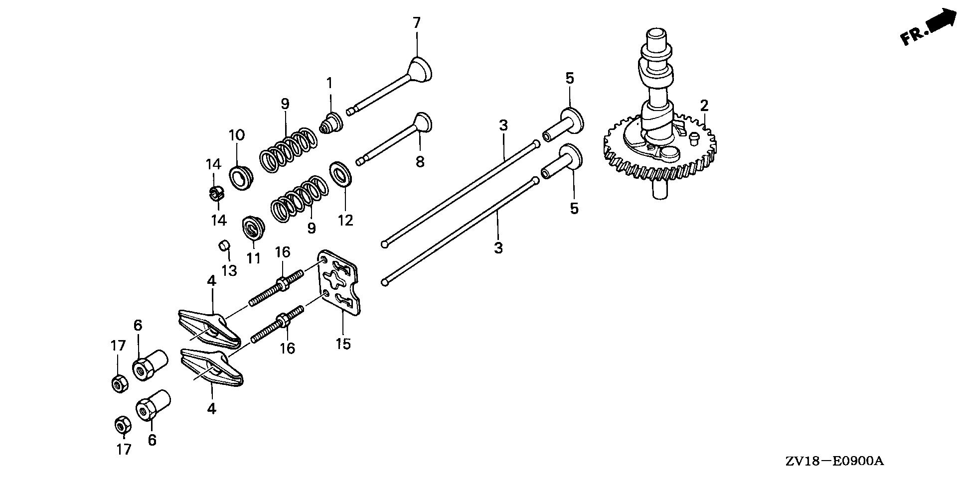 BF5 BF5A5 camshaft exploded parts diagram with numbered part references