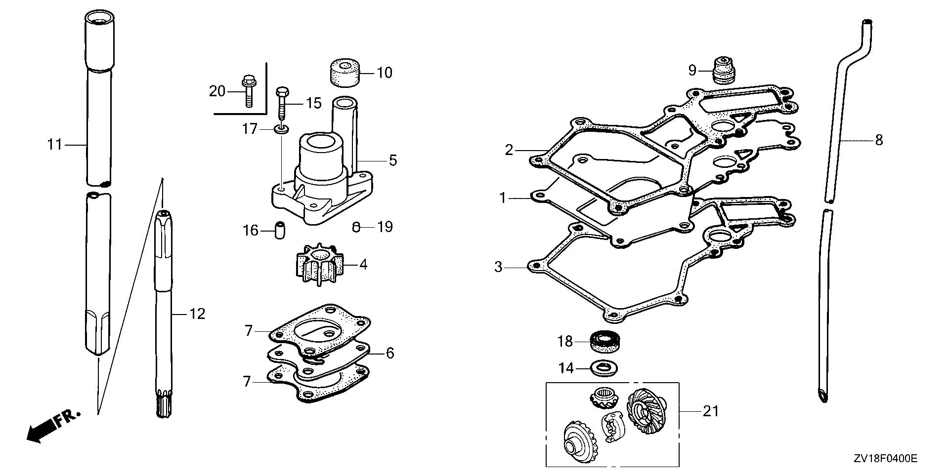 BF5 BF5A5 vertical shaft exploded parts diagram with numbered part references