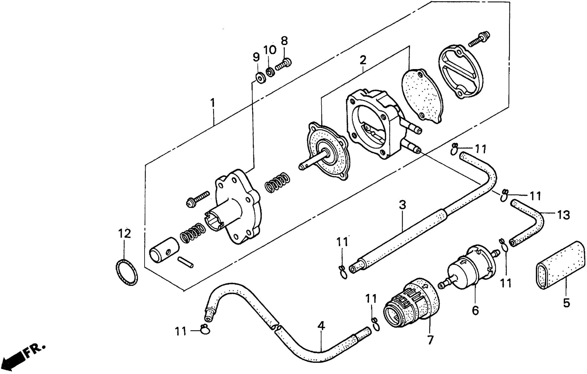 BF15 BF15AH fuel pump exploded parts diagram with numbered part references