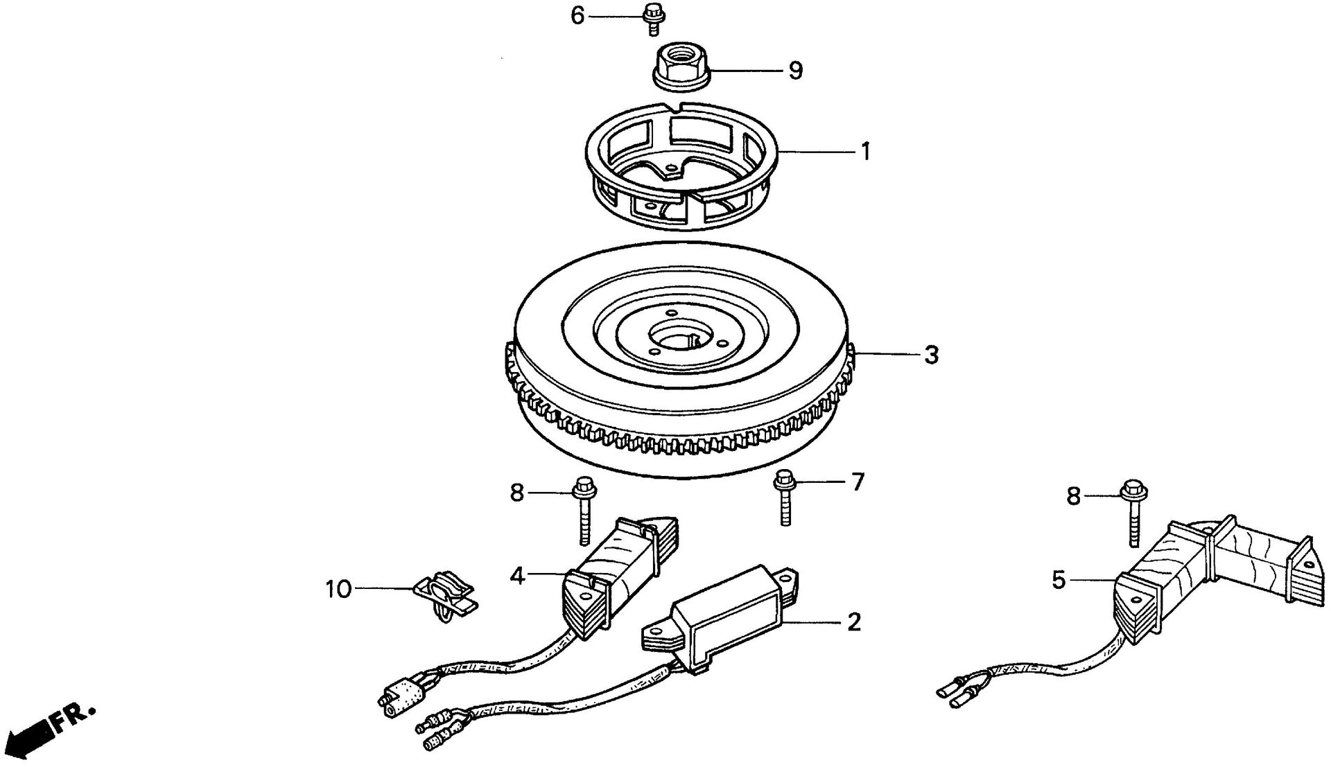 BF15 BF15AH flywheel exploded parts diagram with numbered part references