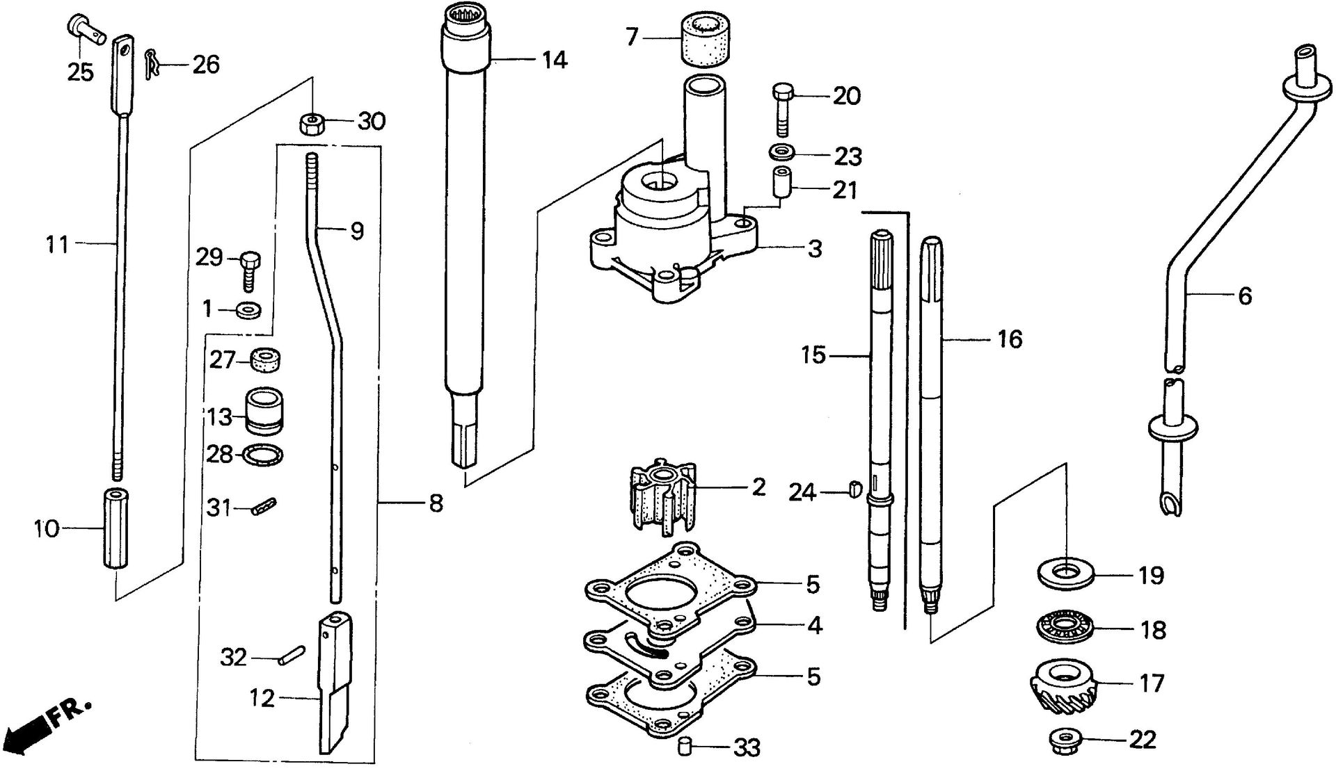 BF15 BF15AH vertical shaft exploded parts diagram with numbered part references