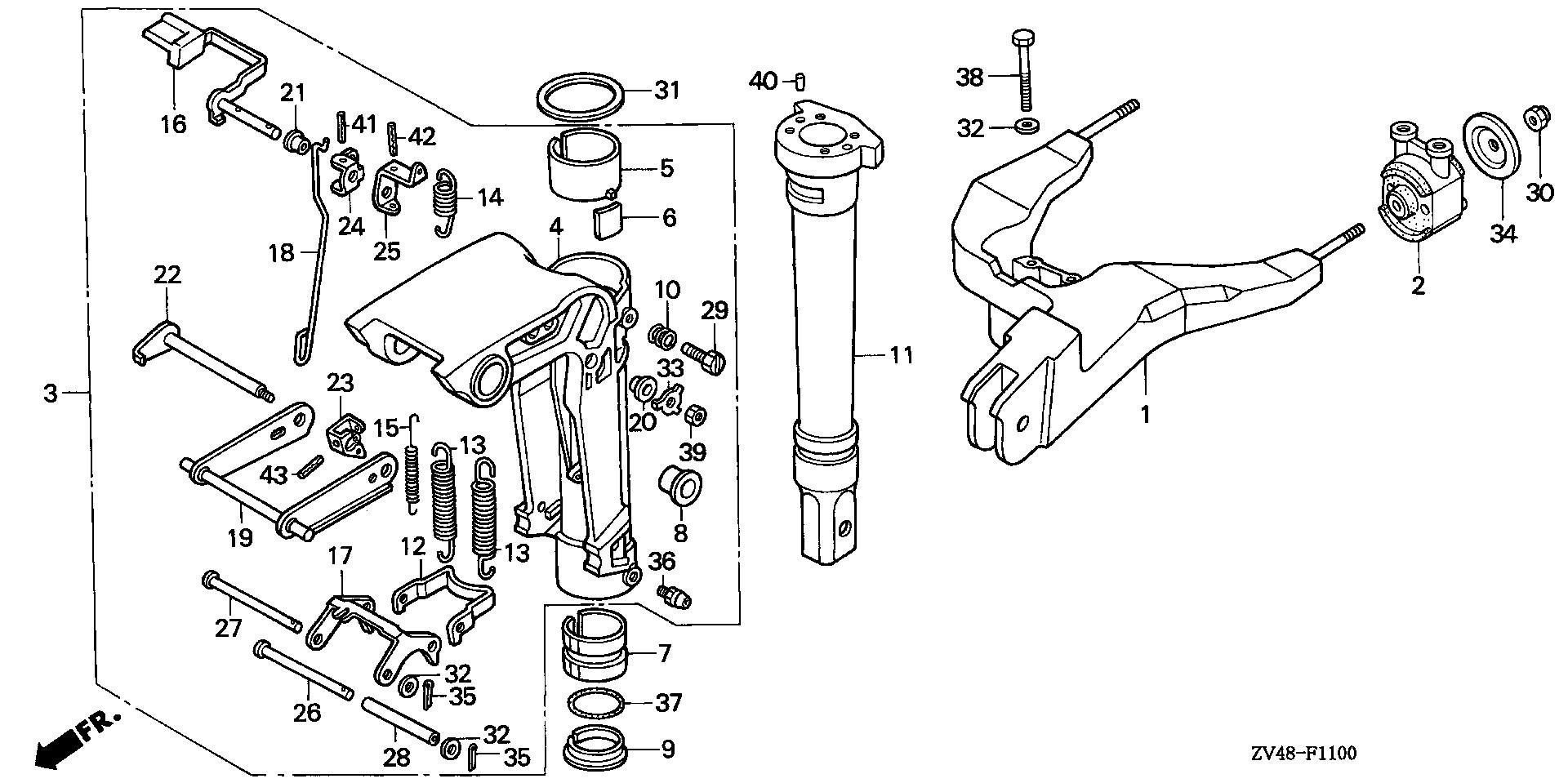 BF9 BF9.9AX swivel case exploded parts diagram with numbered part references