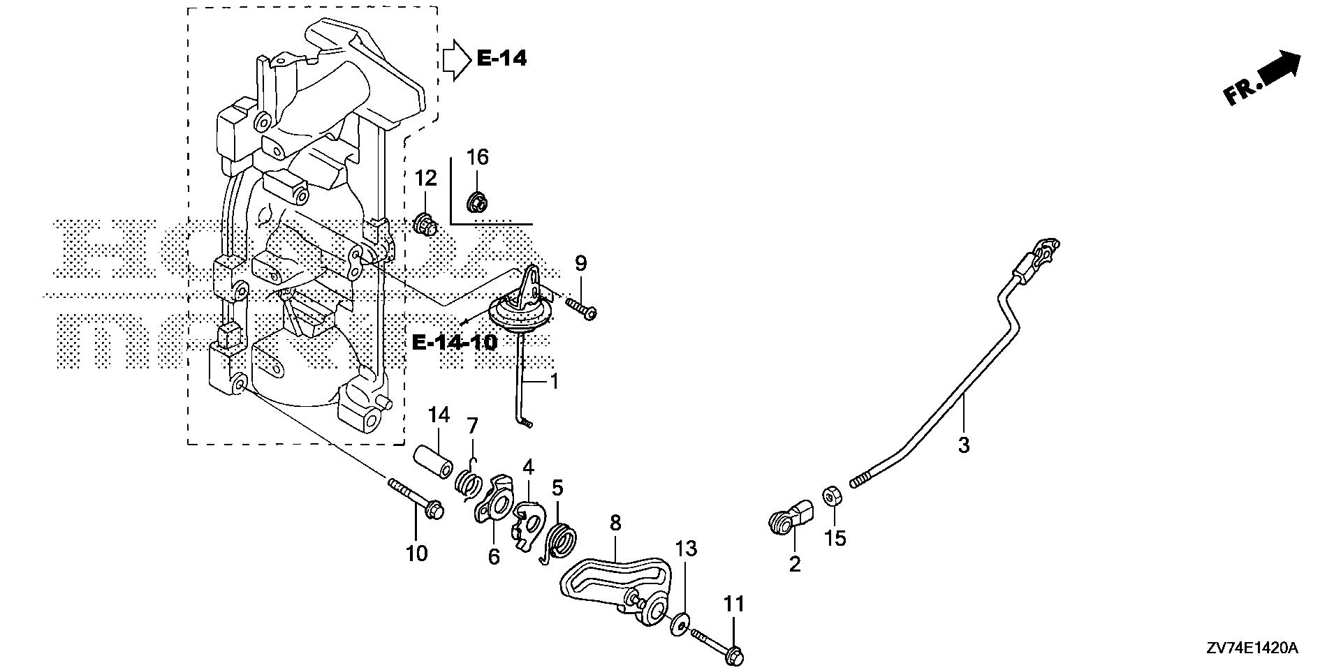 BF25 BF25D5 throttle rod exploded parts diagram with numbered part references