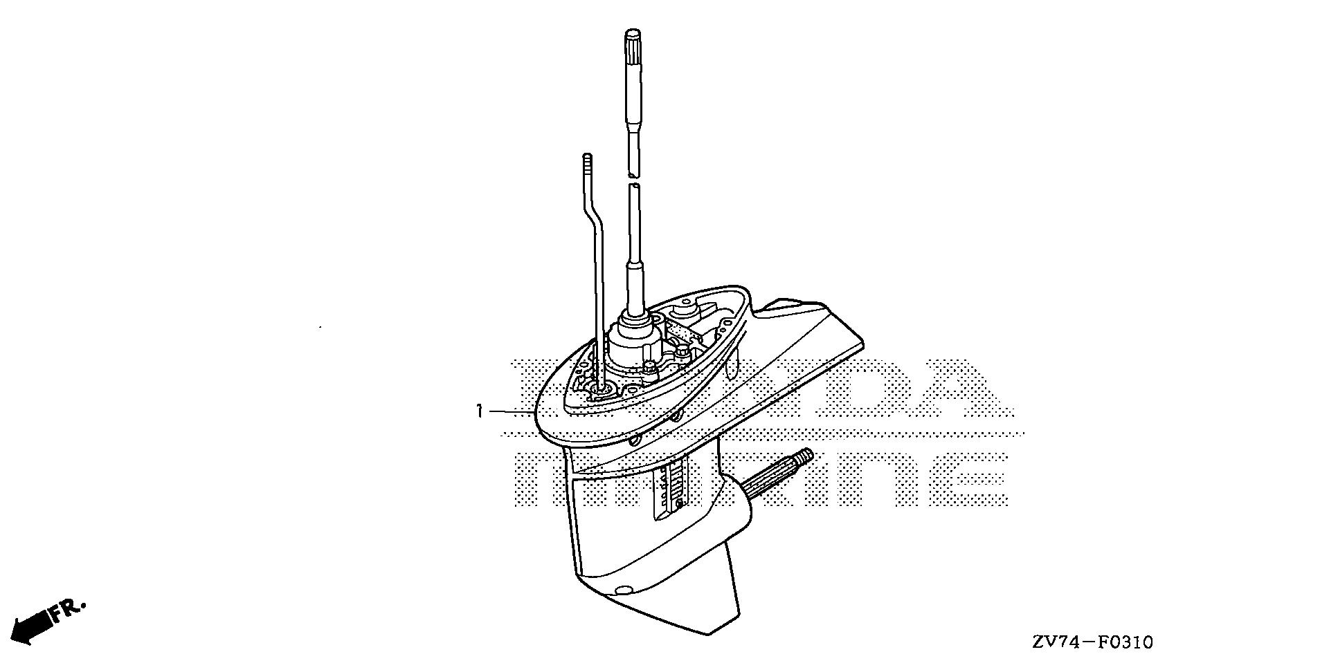 BF25 BF25D5 gear case assy. exploded parts diagram with numbered part references