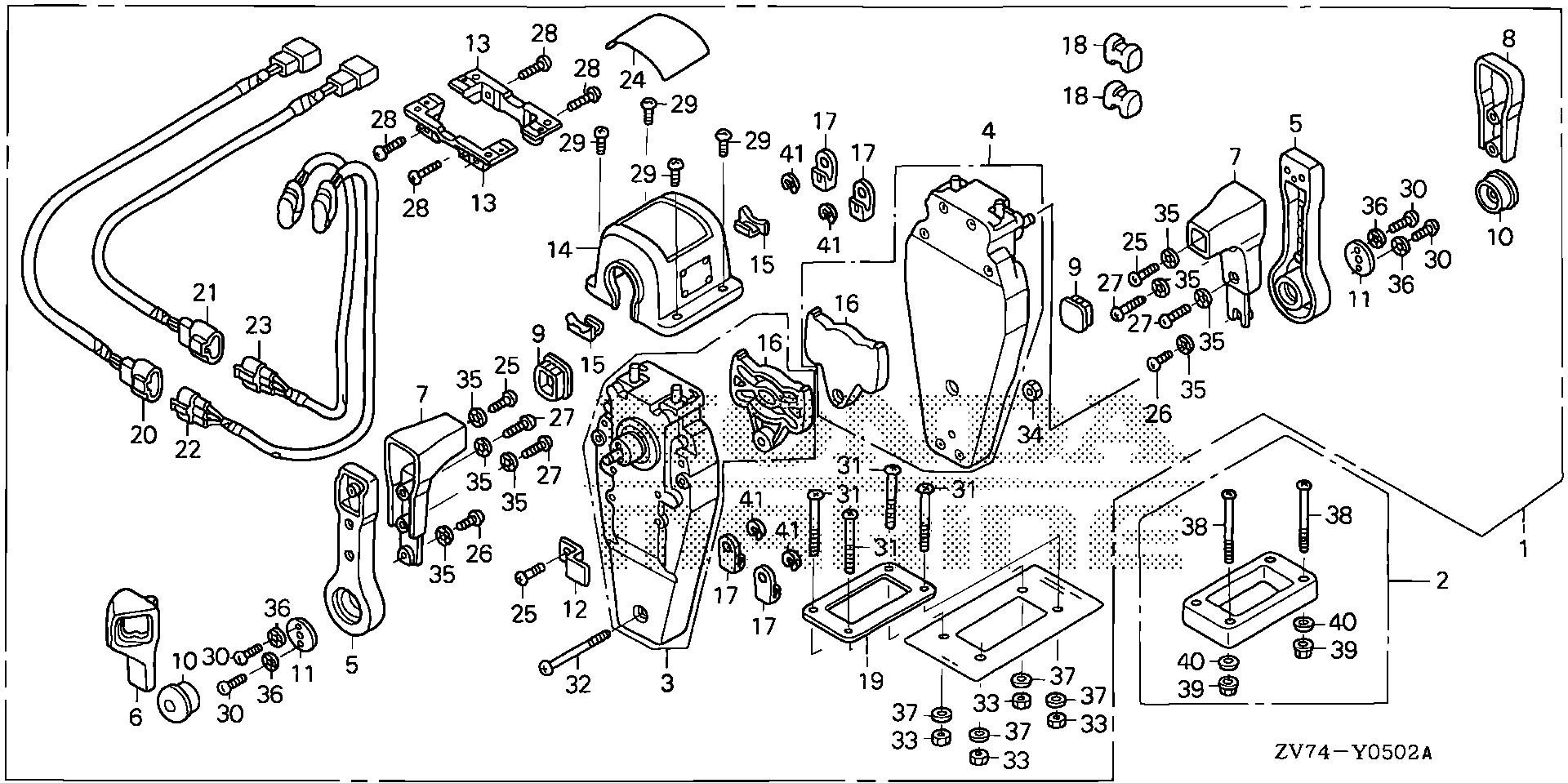 BF25 BF25D5 remote control (top mount dual type) (r.) exploded parts diagram with numbered part references