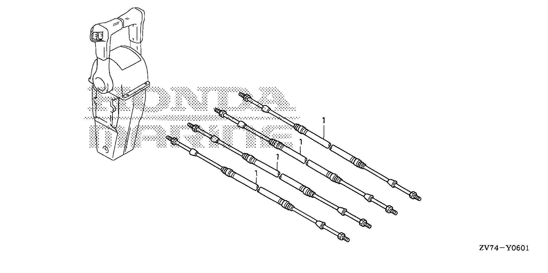 BF25 BF25D5 cable (dual) exploded parts diagram with numbered part references