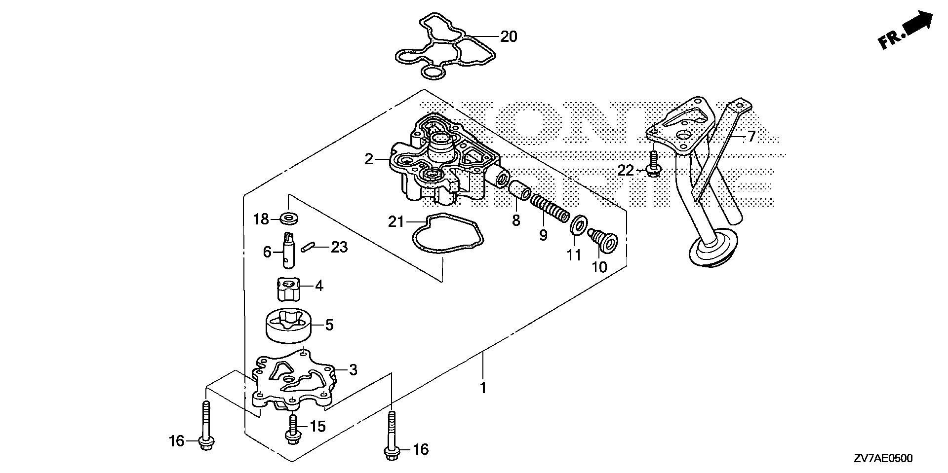 BF30 BF30DK2 oil pump exploded parts diagram with numbered part references