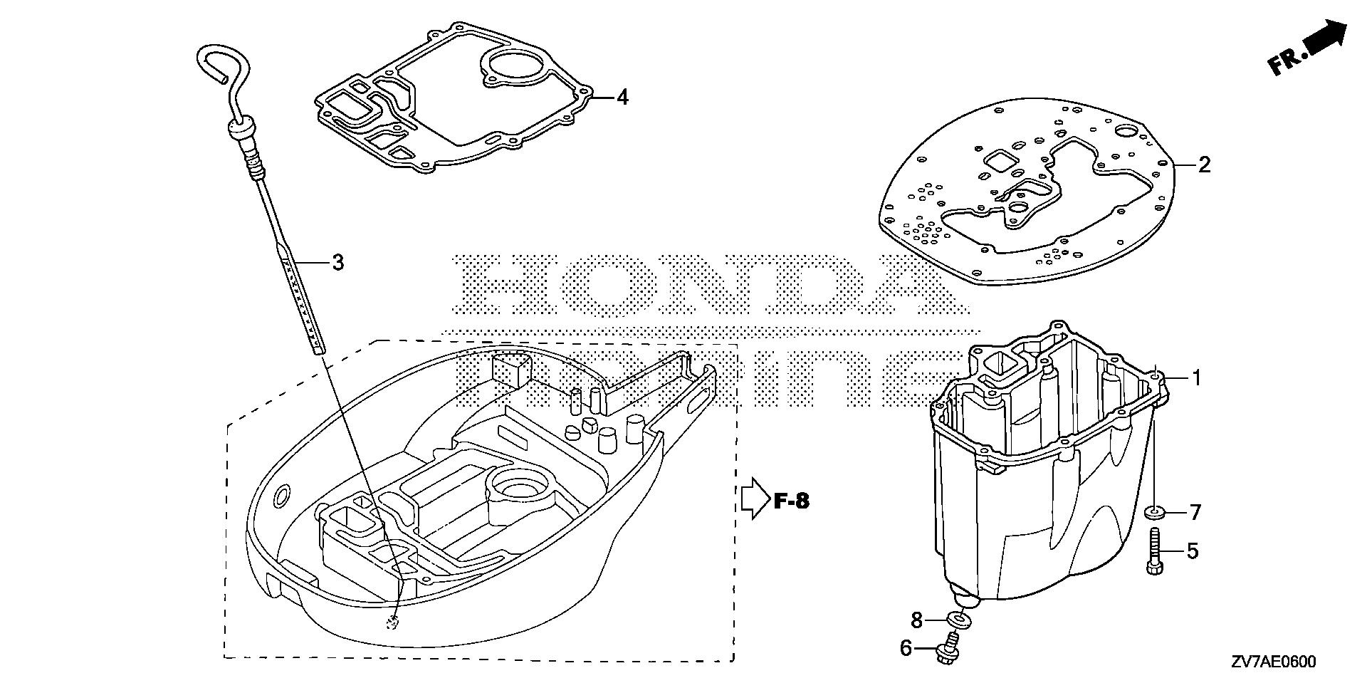 BF30 BF30DK2 oil pan exploded parts diagram with numbered part references