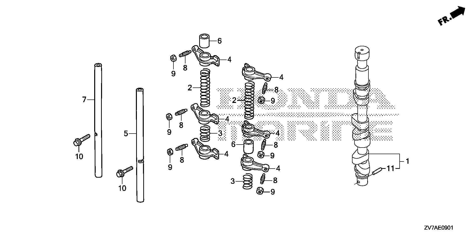 BF30 BF30DK2 camshaft exploded parts diagram with numbered part references