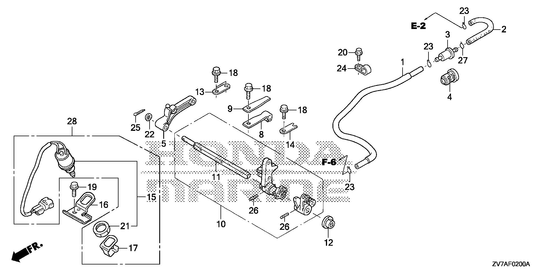BF30 BF30DK2 shift shaft exploded parts diagram with numbered part references