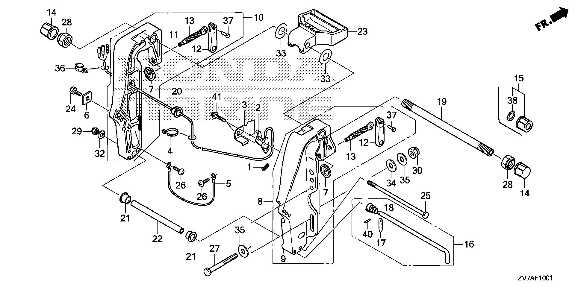 BF30 BF30DK2 stern bracket exploded parts diagram with numbered part references