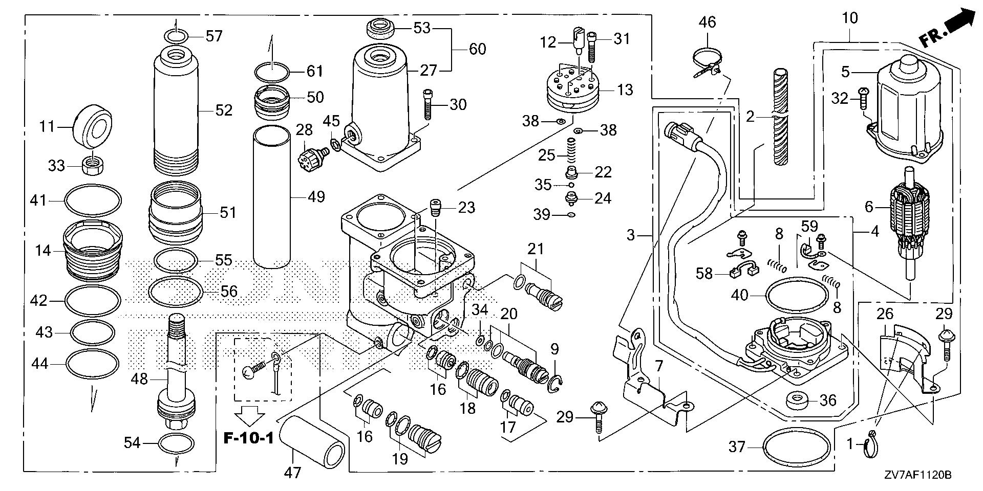 BF30 BF30DK2 power trim-tilt exploded parts diagram with numbered part references