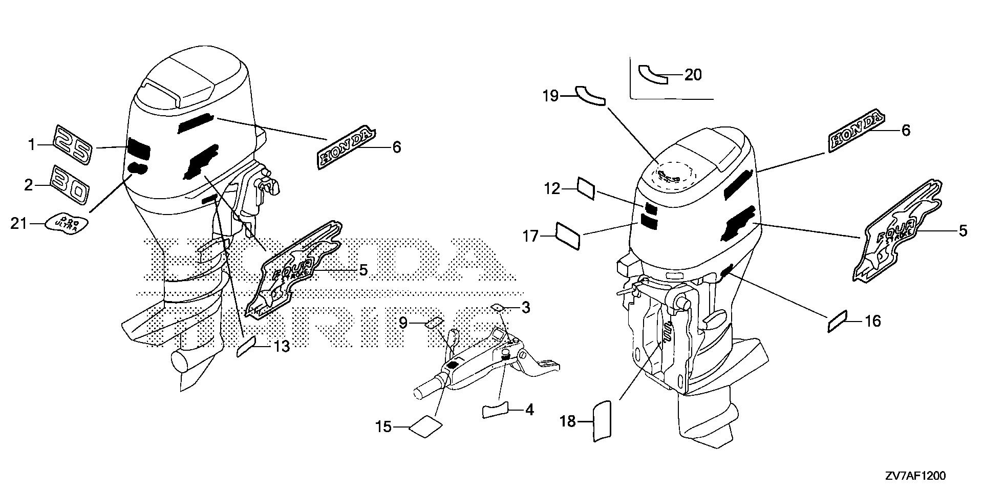 BF30 BF30DK2 label exploded parts diagram with numbered part references