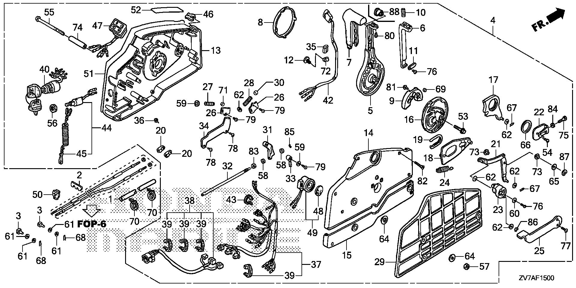 BF30 BF30DK2 remote control (hi-lex)  (gray handle cap) exploded parts diagram with numbered part references