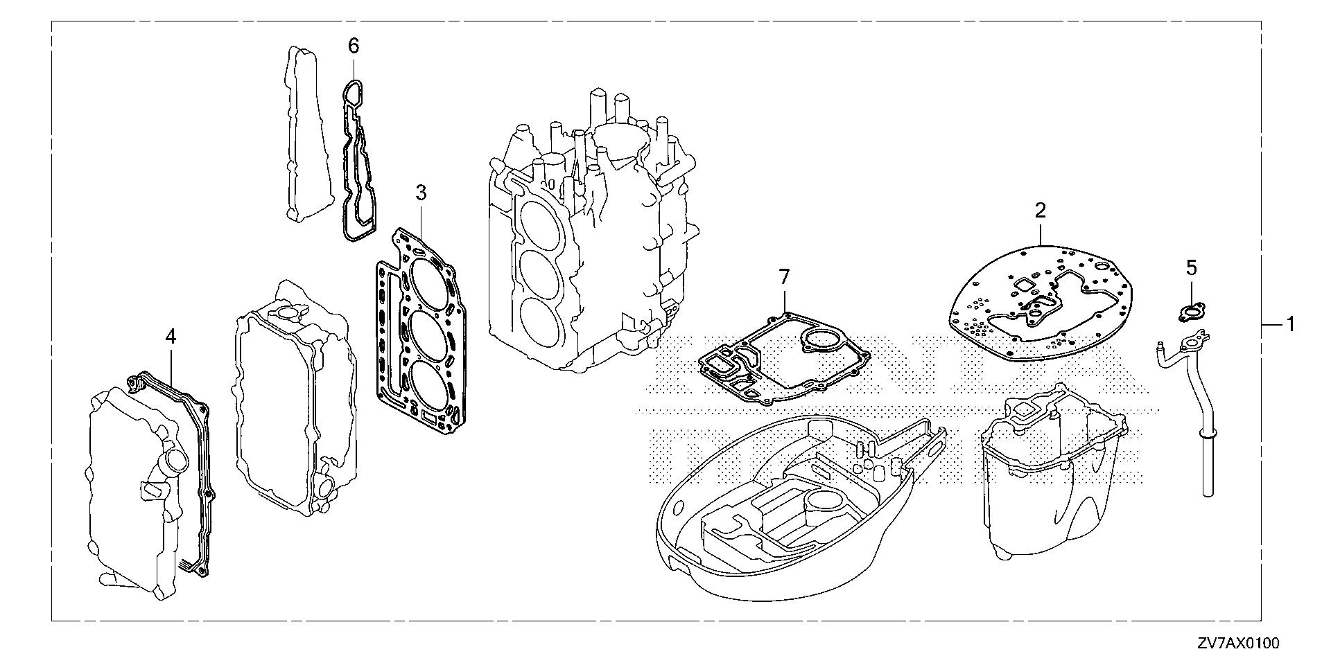 BF30 BF30DK2 gasket kit exploded parts diagram with numbered part references