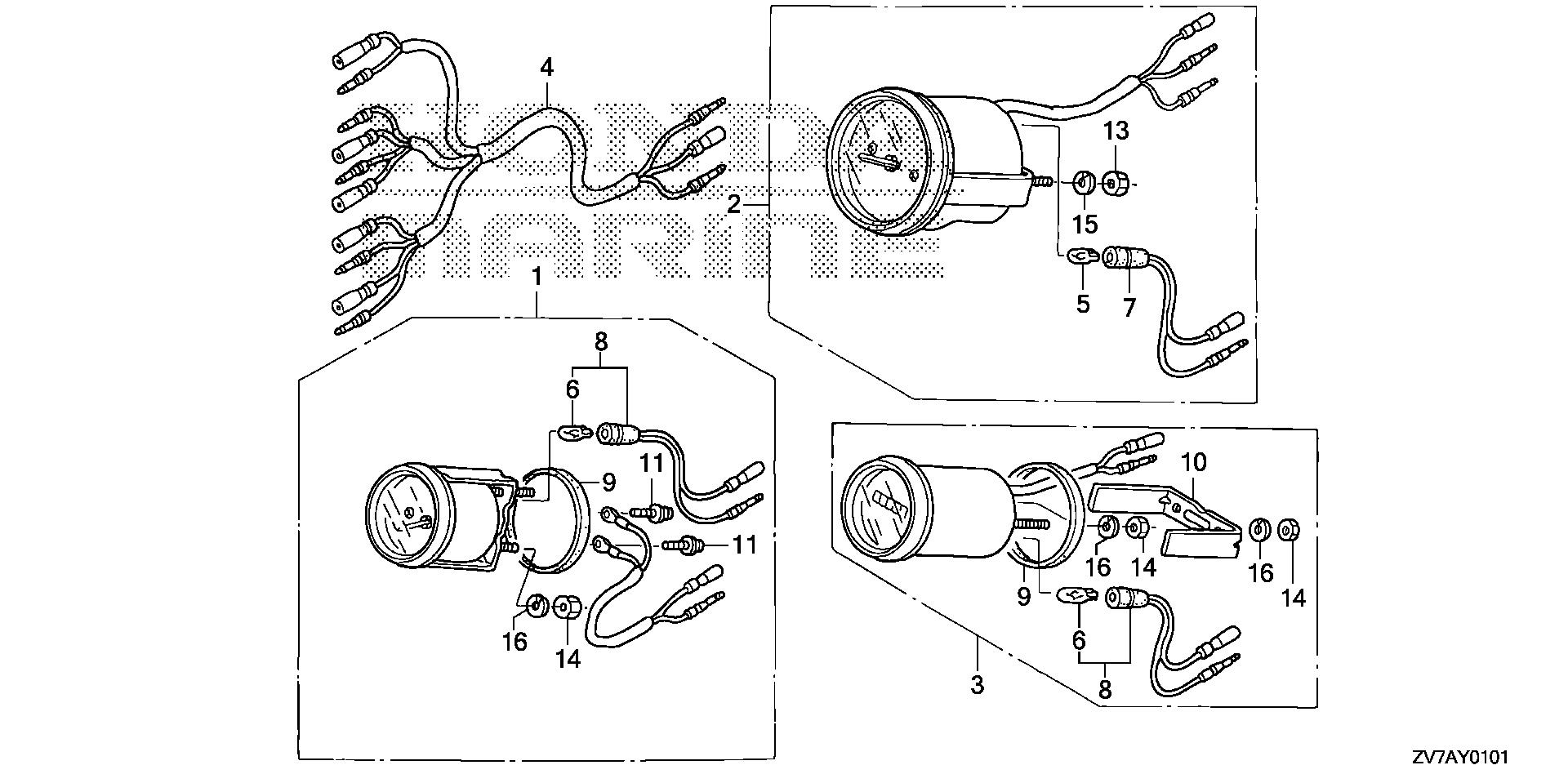 BF30 BF30DK2 meter kit exploded parts diagram with numbered part references