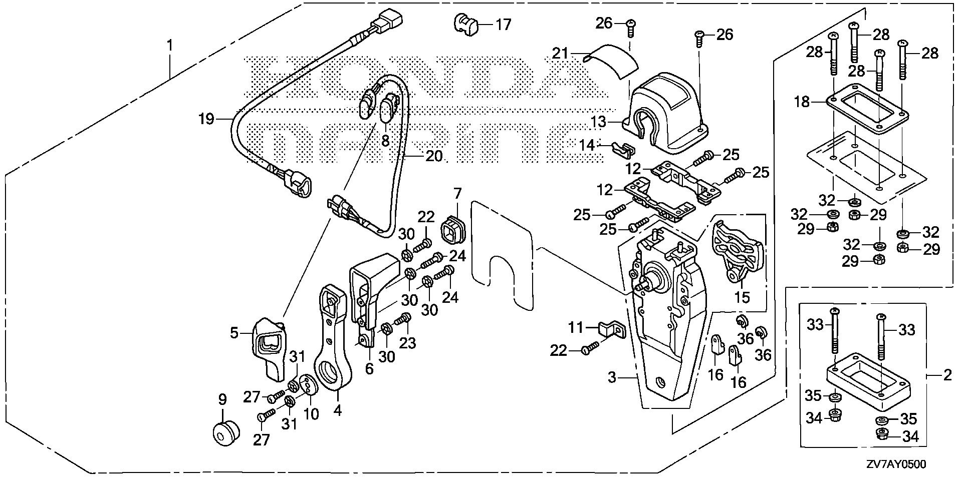 BF30 BF30DK2 remote control (top mount single type) (r.) exploded parts diagram with numbered part references