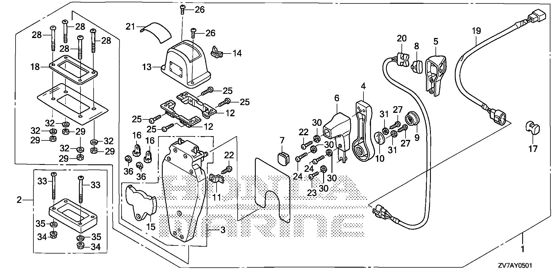 BF30 BF30DK2 remote control (top mount single type) (l.) exploded parts diagram with numbered part references