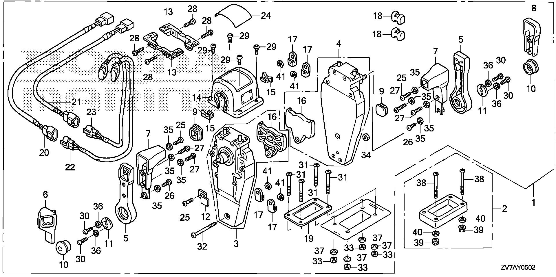 BF30 BF30DK2 remote control (top mount dual type) (r.) exploded parts diagram with numbered part references