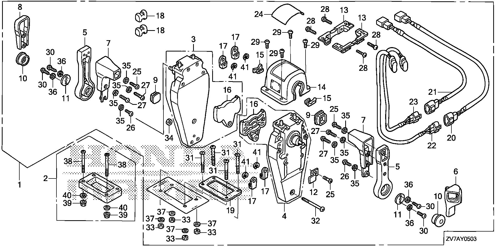 BF30 BF30DK2 remote control (top mount dual type) (l.) exploded parts diagram with numbered part references
