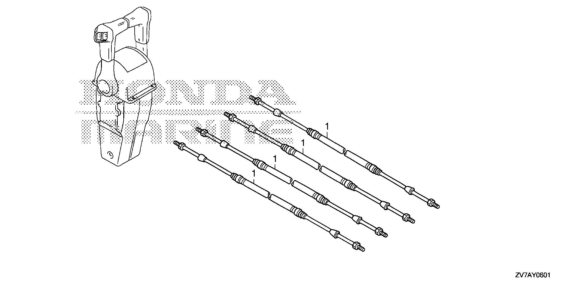 BF30 BF30DK2 cable (dual) (hi-lex) exploded parts diagram with numbered part references