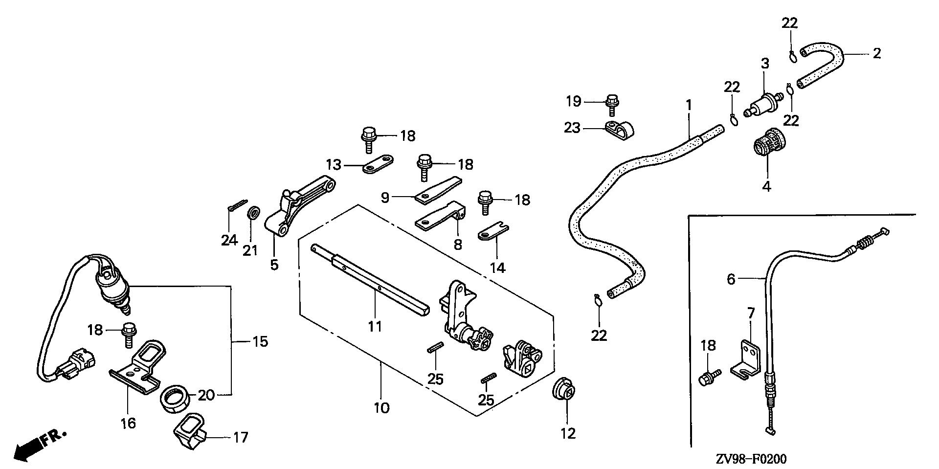 BF30 BF30A2 shift shaft exploded parts diagram with numbered part references