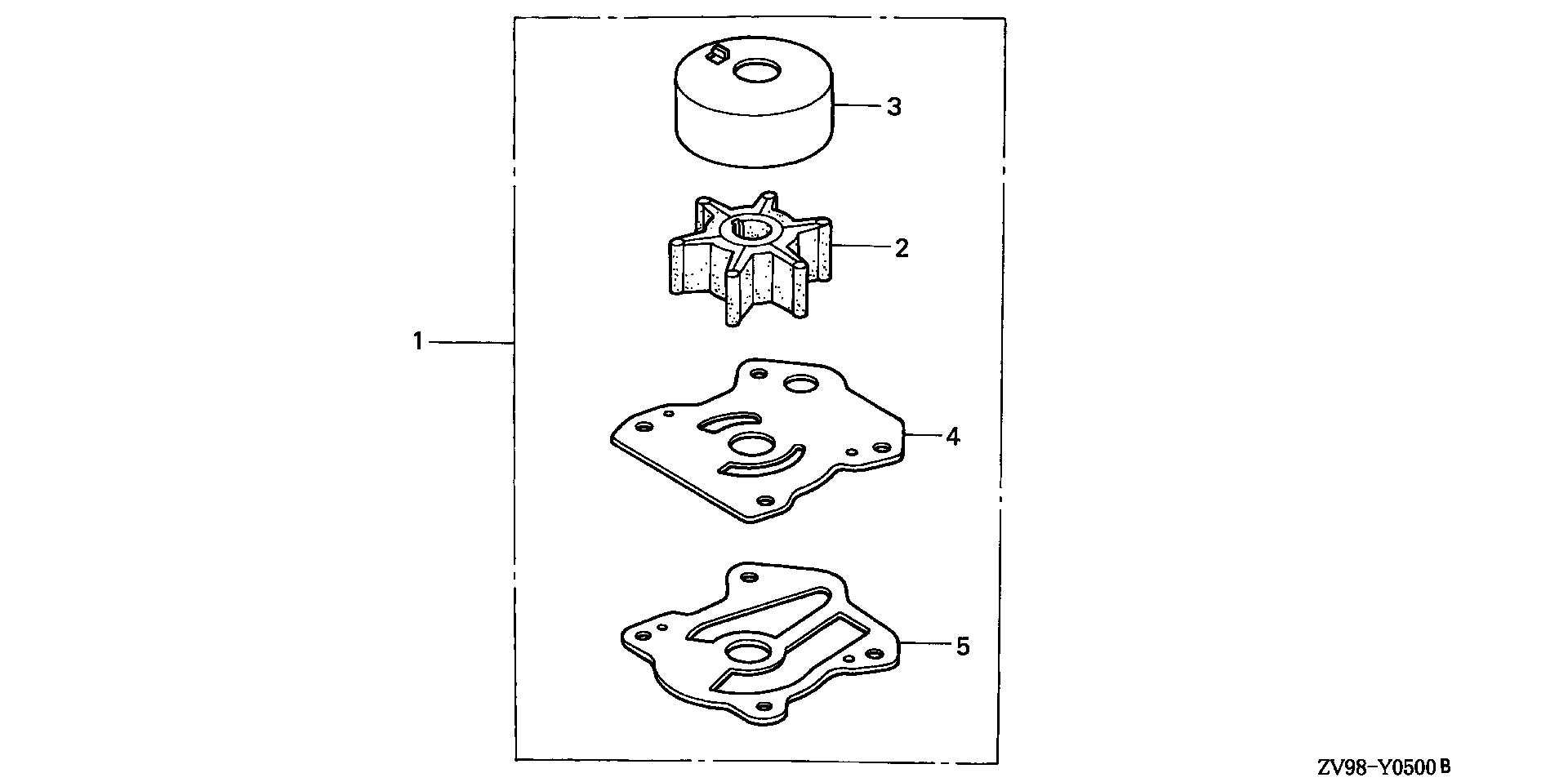 BF30 BF30A2 pump impeller kit exploded parts diagram with numbered part references