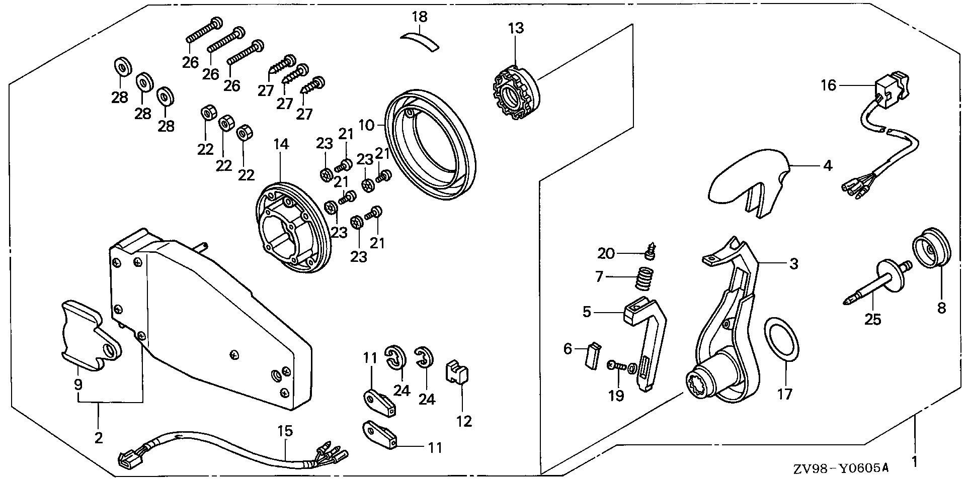 BF30 BF30A2 remote control (flush    mount type) (l.) exploded parts diagram with numbered part references