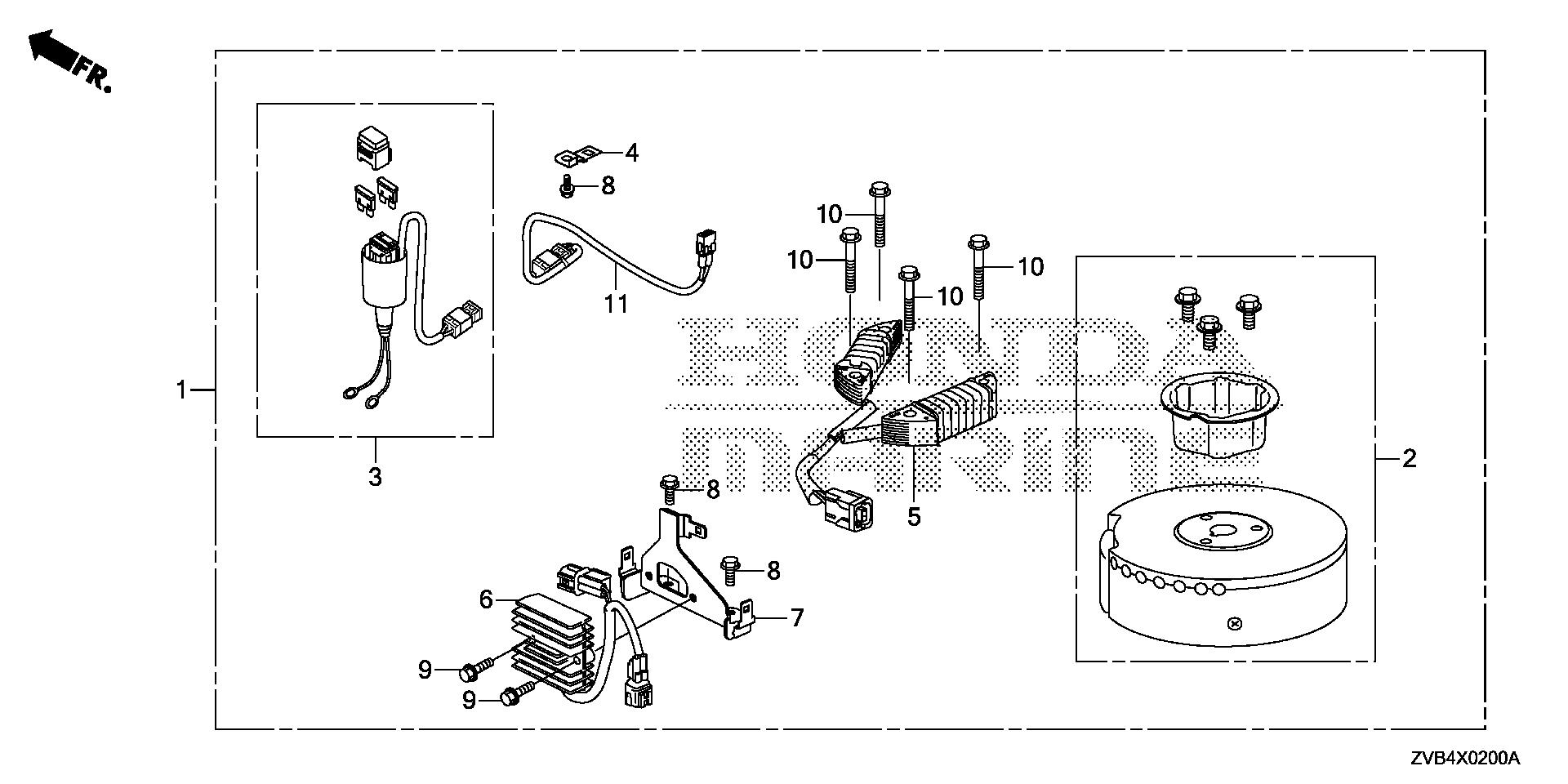 BF5 BF5DH charge receptacle kit exploded parts diagram with numbered part references