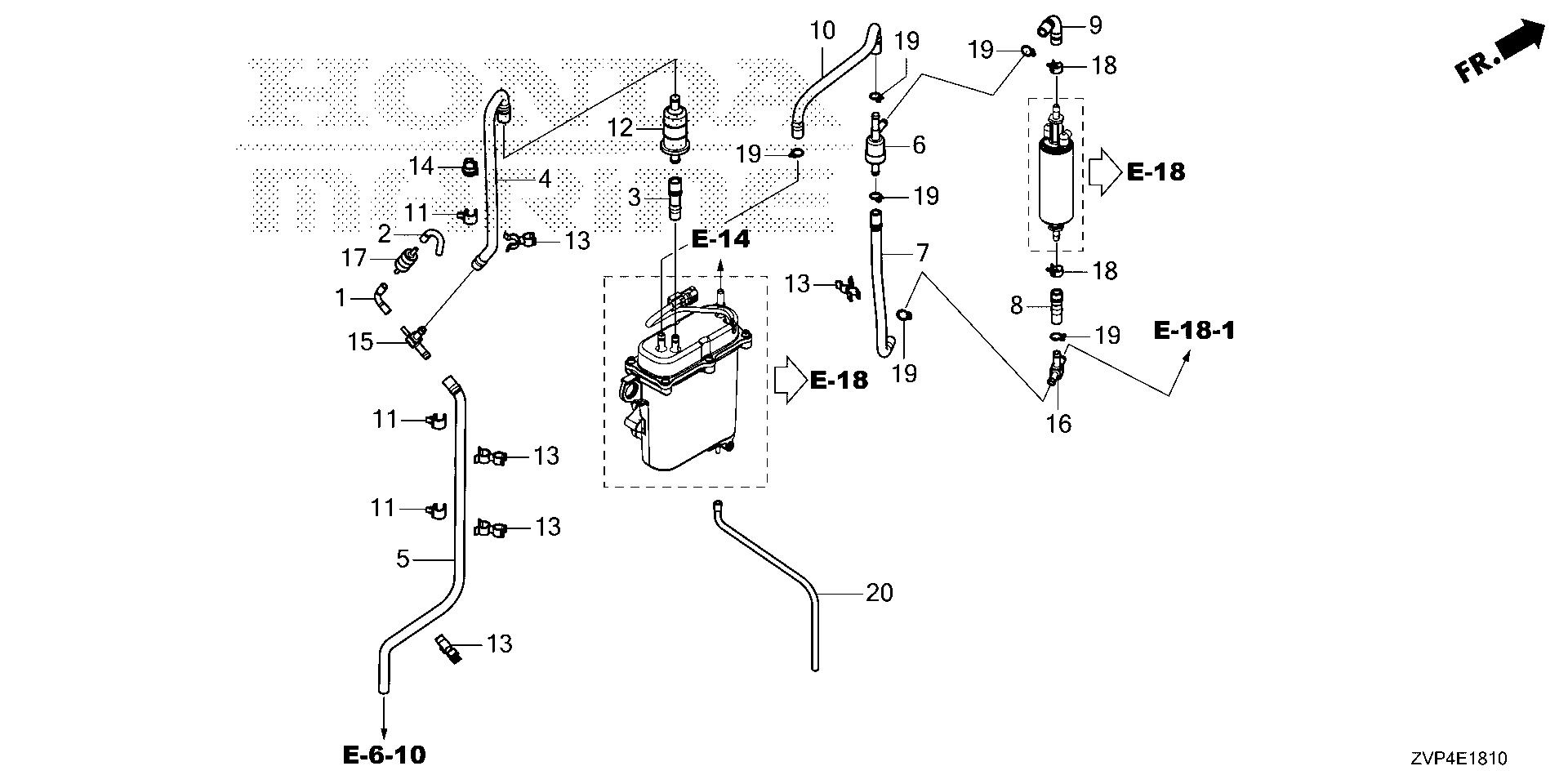 BF350 BF350A piping exploded parts diagram with numbered part references