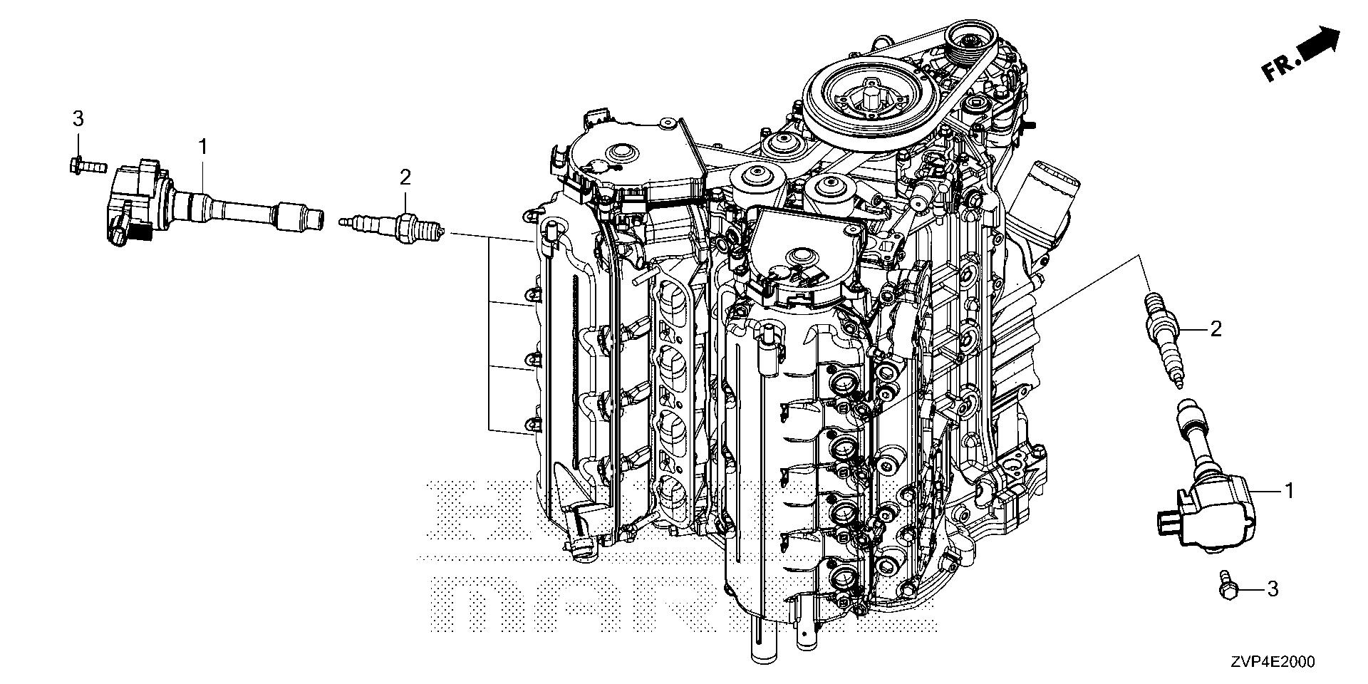BF350 BF350A spark plug exploded parts diagram with numbered part references