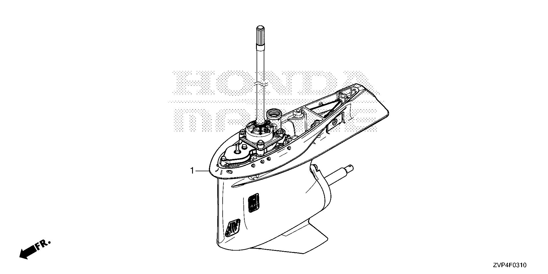 BF350 BF350A gear case assy. exploded parts diagram with numbered part references