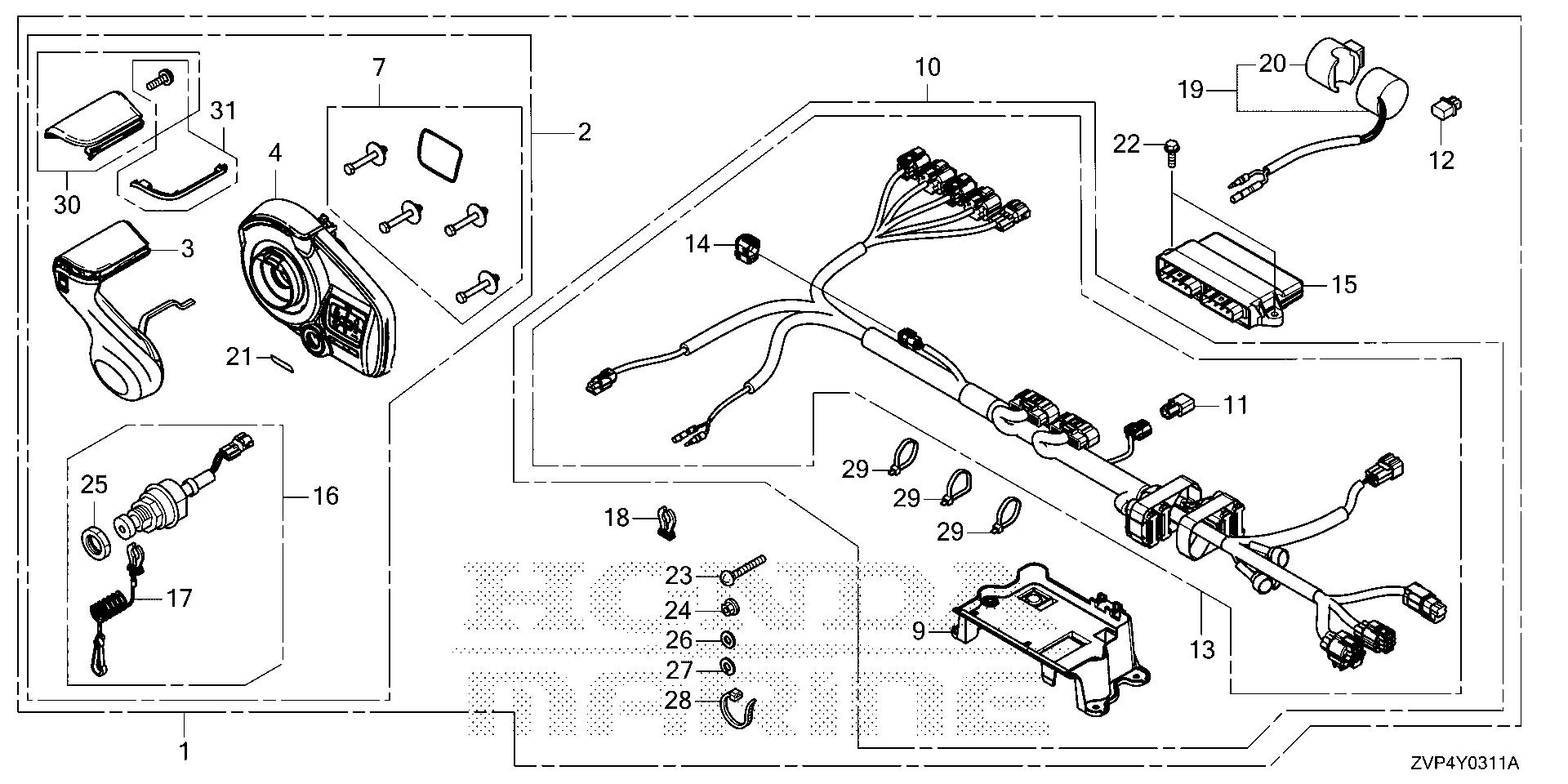 BF350 BF350A remote control (flush    mount type) (second exploded parts diagram with numbered part references