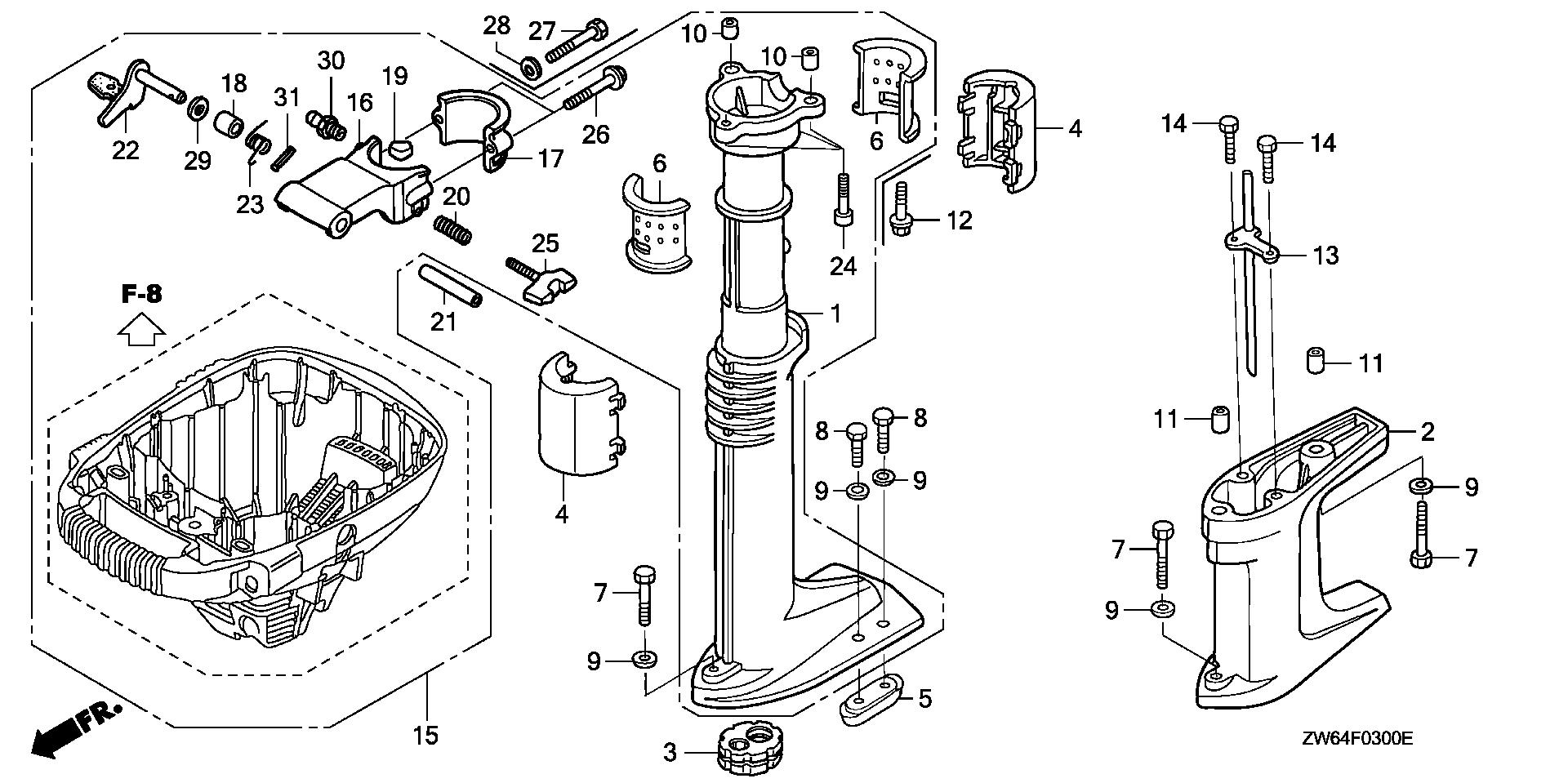 BF2 BF2D2 extension case exploded parts diagram with numbered part references