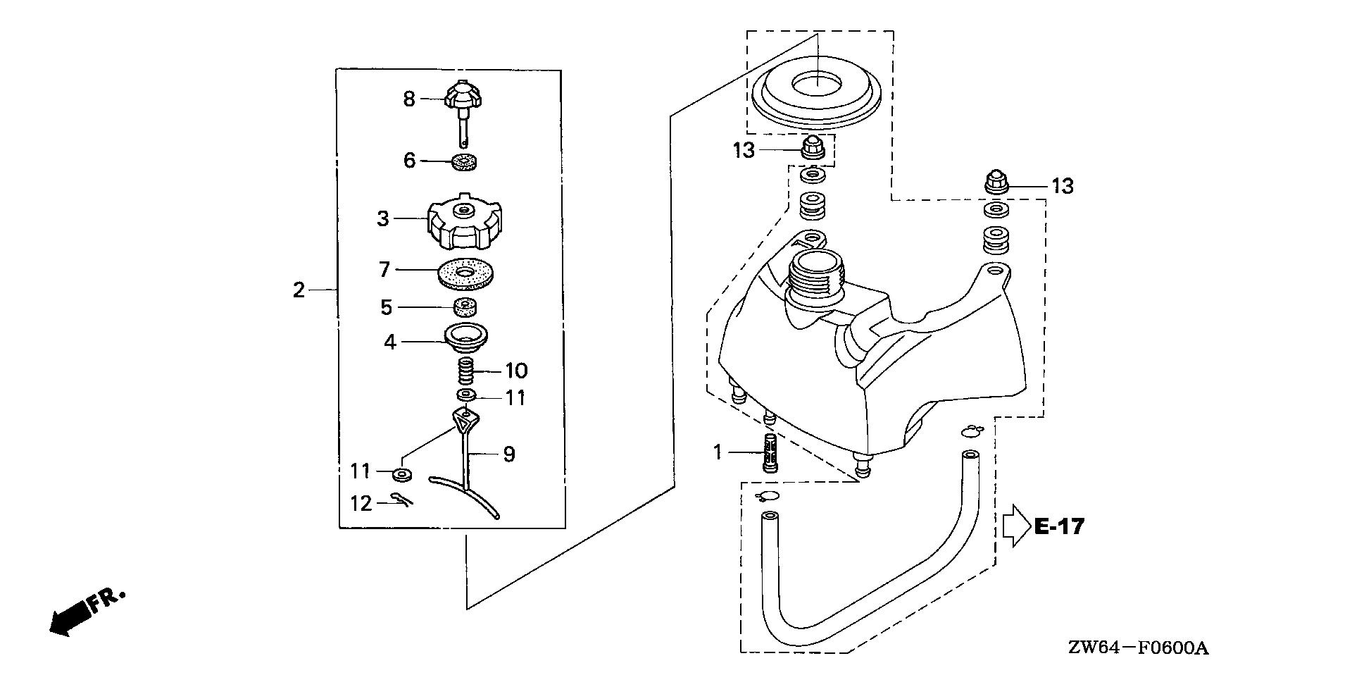BF2 BF2D4 fuel tank (2) exploded parts diagram with numbered part references