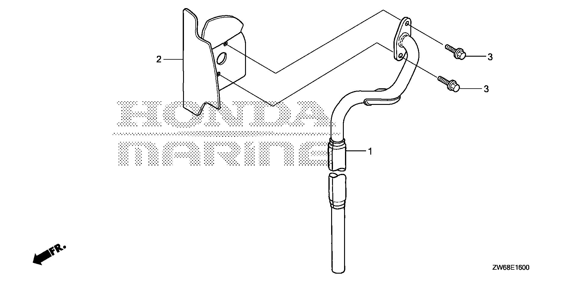BF2 BF2DK0 exhaust pipe exploded parts diagram with numbered part references